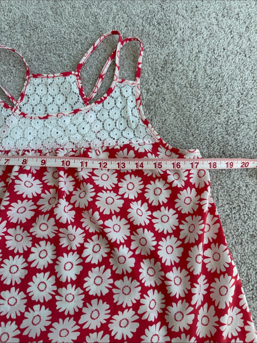 Mine Women’s Pink Daisy Print Lace Yoke Tank Top – Size Medium - Picture 4 of 6